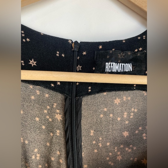 Reformation Dress Valentine Black Star PrintSweetheart Neck Mini Dress Size 2P - Picture 9 of 14